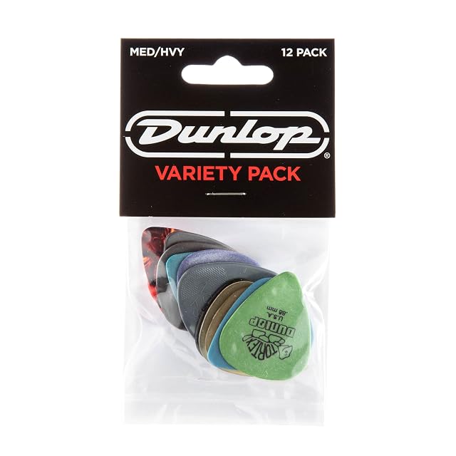 Jim Dunlop Sortiment aus zwölf Gitarrenplektren in medium und heavy