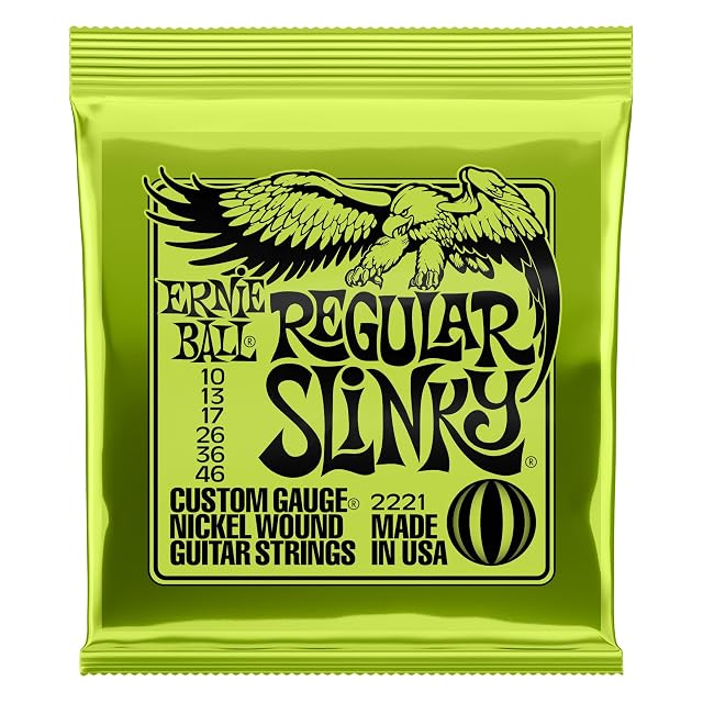 Ernie Ball Regular Slinky, nickelumsponnene E-Gitarrensaiten 10-46