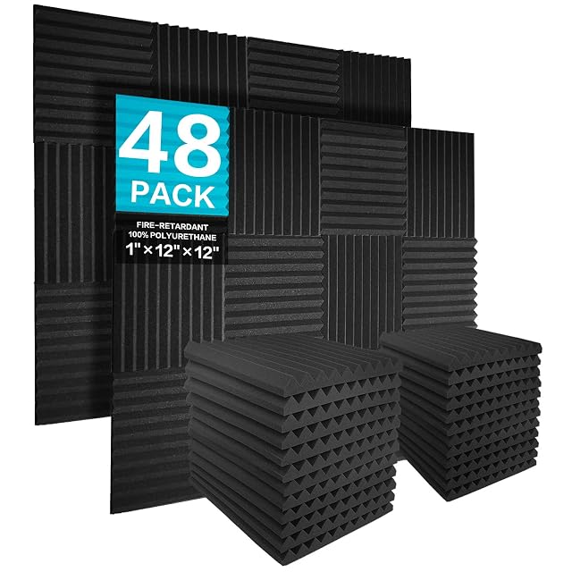 JBER Akustikschaumstoffplatten, 48 Stück, in einer Studioecke