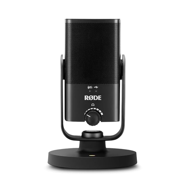 RØDE NT-USB Mini, USB-Kondensatormikrofon auf seinem magnetischen Tischfuß