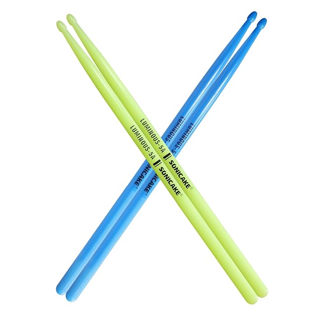 SONICAKE Drumsticks 5A in Blau und Grün, zwei Paar