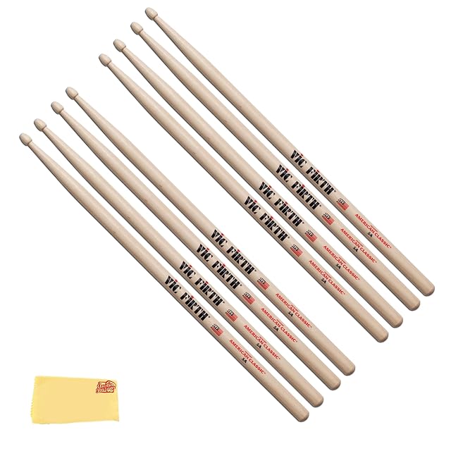 Vic Firth American Classic 5A Drumsticks aus Hickory, vier Paar